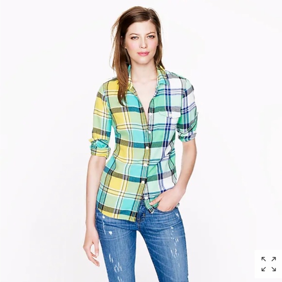 {J.Crew} Boy Shirt in Green Plaid Size 4 - Picture 1 of 8